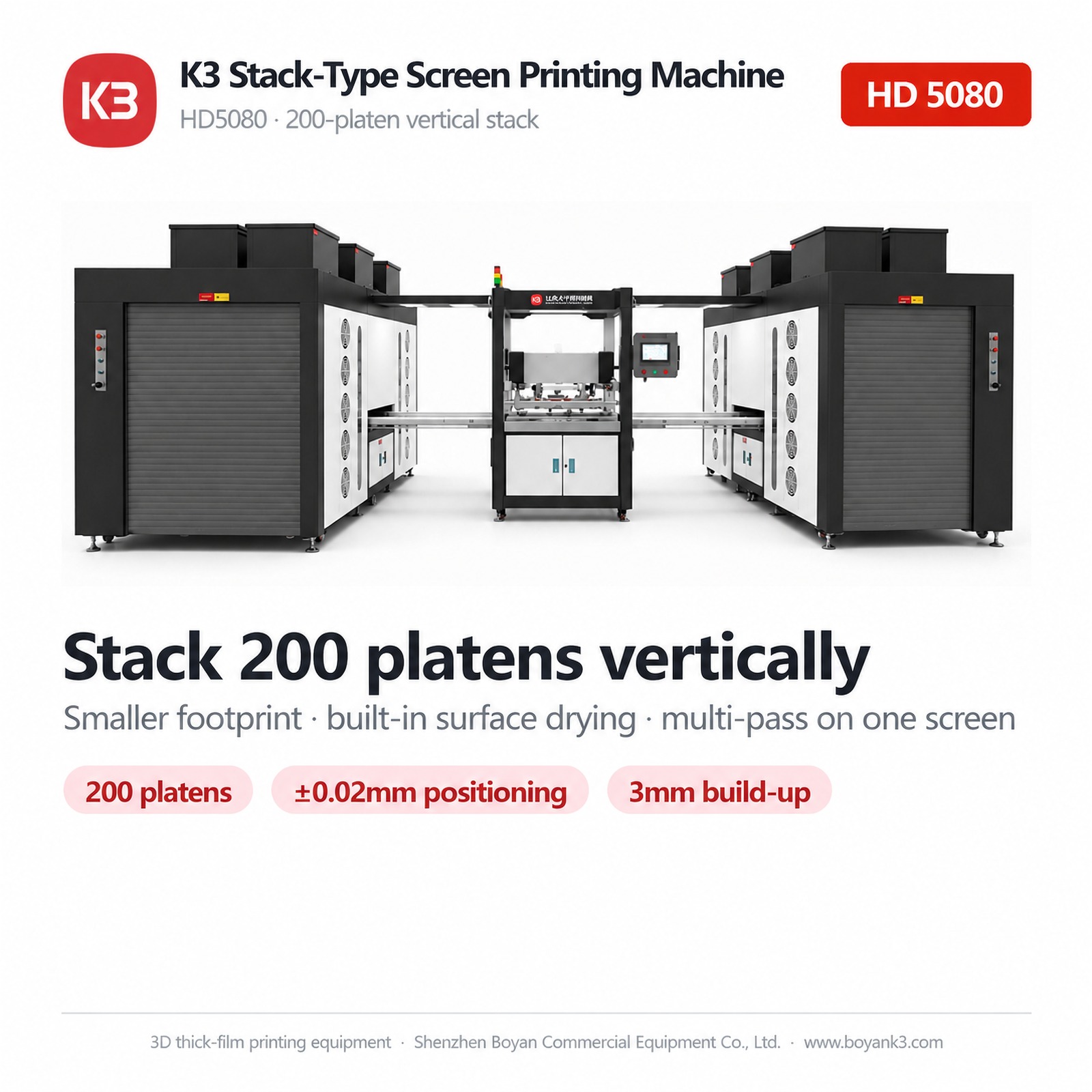 K3 HD5080 stack-type screen printer, full machine