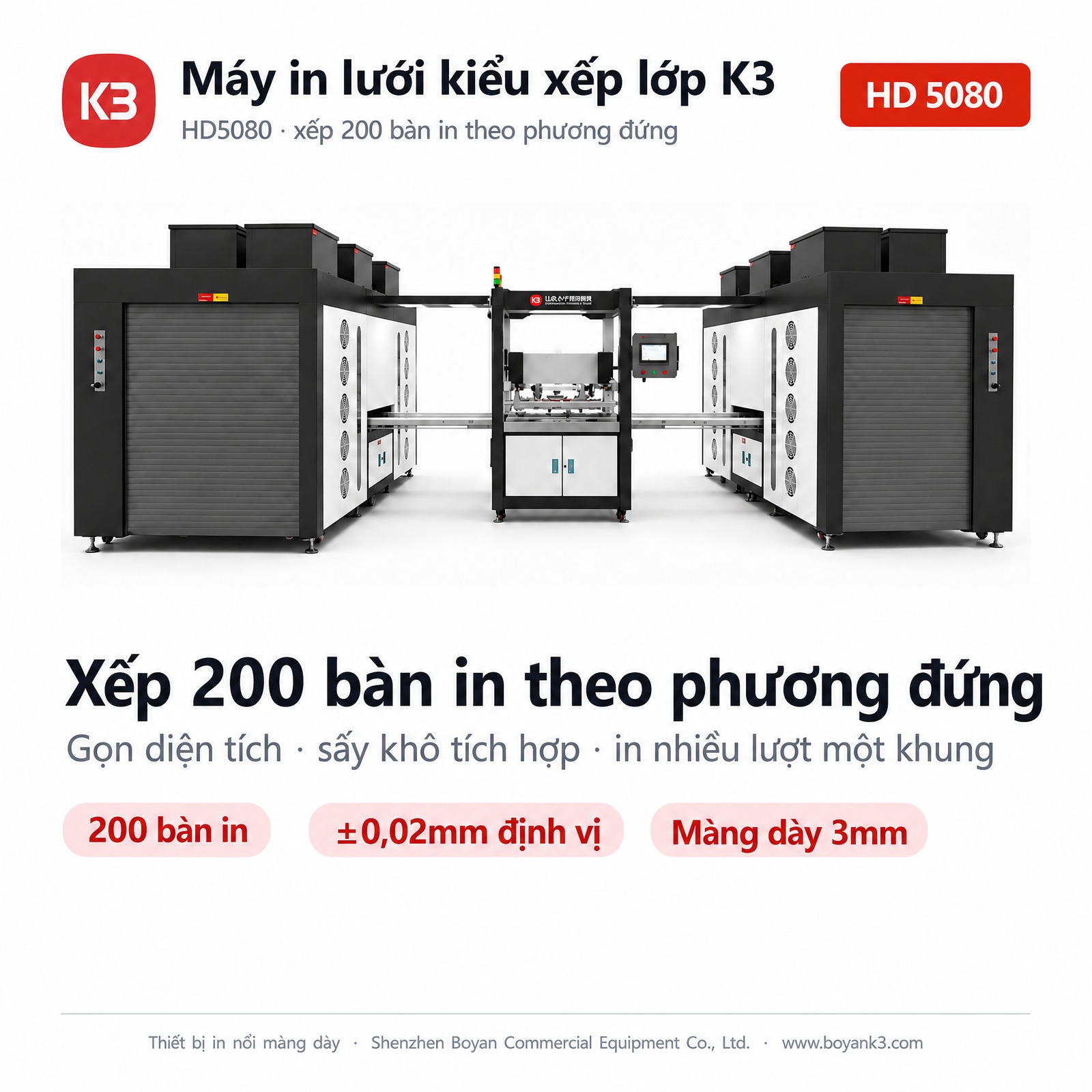 Máy in lưới xếp lớp K3 HD5080, toàn máy